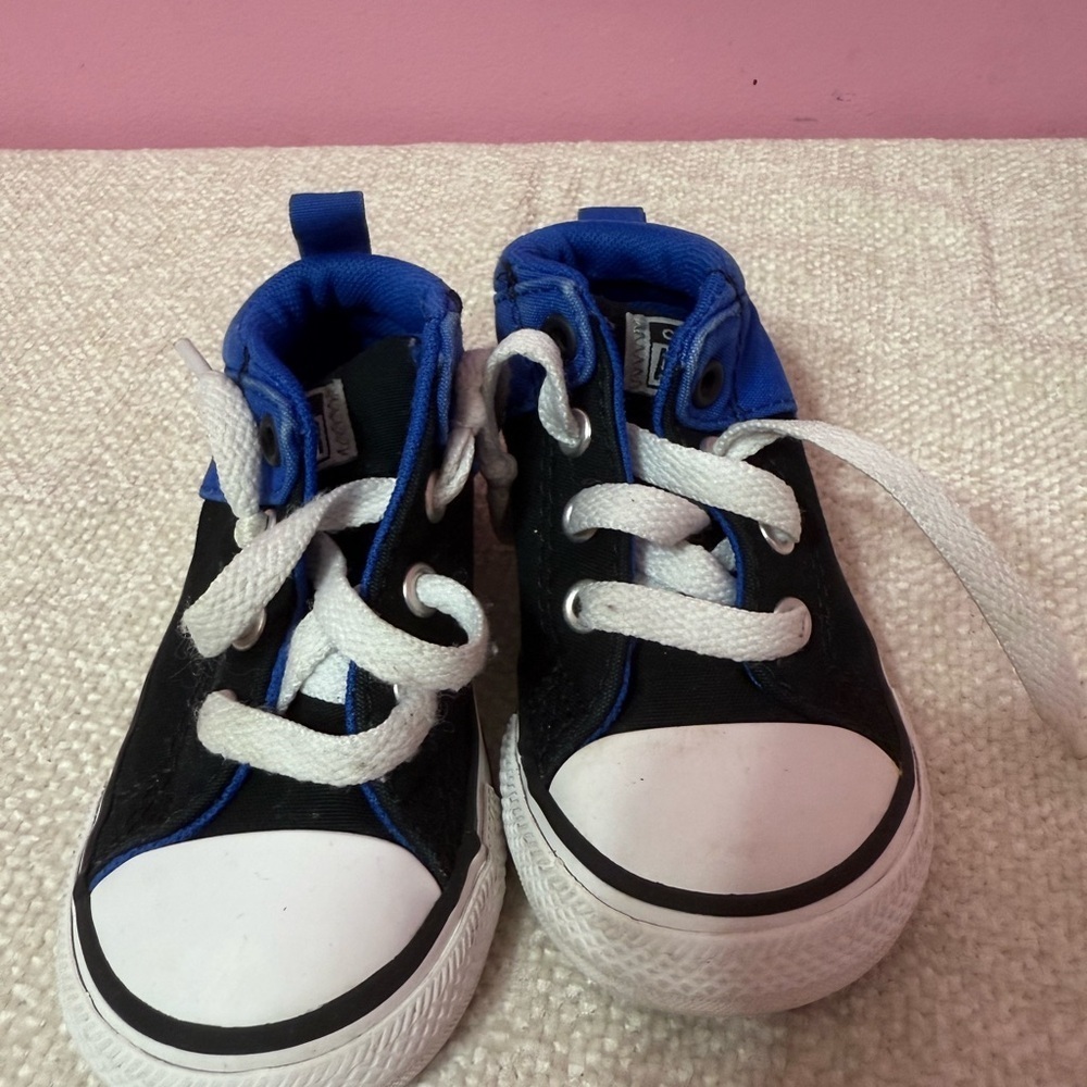 Converse Chuck Taylor All Star Mid Hi Top Sneakers Infant Boys Size 5 Blue/Black - Picture 2 of 8